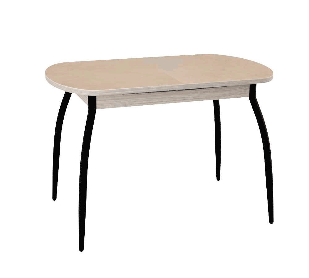 стол Портофино-мини (керамика) 60х90 (+32) (ноги чёрный) (Avorio/лофт)