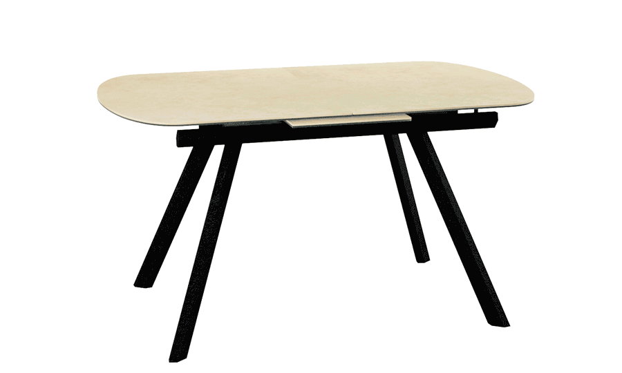 стол Шамони-1CQ (керамика) 140х85(+37) (ноги графит) (Blend-Avorio)