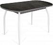 стол Портофино-2 (керамика) 80х120 (+32) (ноги белый бархат) (Blend Nero/серый камень)